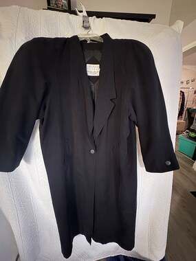 American Bazaar Vintage Black Long Trench Coat Size 12